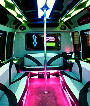 Premium sound systems on party bus